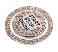PAMINGONO Orange Rhinestone Ignition Button Cover for Car Engine Start Button, Zinc Alloy Protective Bling Accessory with Sturdy and Firm Texture, Stylish Luxury Design for Car Interior