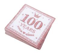 PAMINGONO Paper Napkins Elegant 2-Layer Cocktail Napkins Rose Gold and White 40pcs with High Absorbency and Convenient Cleanup for 100th Birthday Party for Birthday and Anniversary