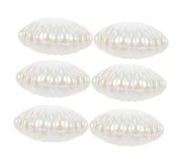 PAMINGONO Pearlescent Small Seashell Candy Boxes 6pcs Plastic Shell Trinket Storage Containers for Wedding Party Favors Jewelry Ring Holder Packaging