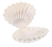 PAMINGONO Pearlescent White Seashell Jewelry Storage Box Decorative Candy Holder for Wedding Party Favor, Large Plastic Shell Trinket Organizer for Home Events