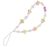 PAMINGONO Pink Transparent Tulip Phone Charm Beaded Wrist Strap Decorative Mobile Chain for Women Handmade Acrylic Beads Lanyard for Phone Case Easy Install Anti-lost Accessory Random Color