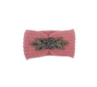 PAMINGONO Pink Woolen Yarn Knitted Headband with Flower Pattern, Comfortable to Wear Minimalist Warm Hair Band for Winter Hair Accessories, for Everyday Use