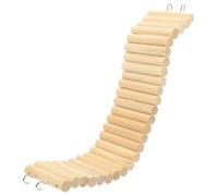 PAMINGONO Plastic Hamster House with Hamster Wooden Ladder and Multipurpose Wooden Fence Designed for Training in Pet Cage Climbing Made of Sturdy Wood in Khaki Colour and Cage Ornament