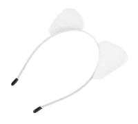 PAMINGONO Plush White Cat Ear Headband for Face Washing Spa Makeup Hairband Soft Furry Ears Headwrap for Women Skincare and Beauty Care