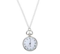 PAMINGONO Pocket Watch Necklace Linked Hanging Design Silver Alloy with Roman Numeral Dial and Precise Timing, Casual Simple Style Hanging Pocket Watch Pendant for Men