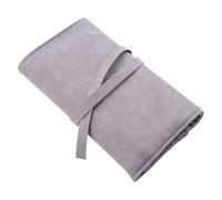 PAMINGONO Portable Folding Makeup Brush Rolling Case Cosmetic Brush Container Organizer Bag for Travel Women Grey Storage Pouch for Art Supplies