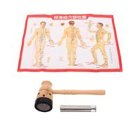 PAMINGONO Portable Handheld Wooden Moxibustion Box Gourd Shape with Moxa Stick Burner, Pusher Tool and Acupuncture Point Chart for Home Heat Therapy and Moxibustion Treatment