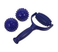 PAMINGONO Portable Muscle Roller with Handle and 2 Massage Balls for Self-Massage, Abs and PVC Material, for Legs and Muscle Groups, for Home Use and Easy to Carry in Your Bag
