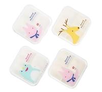 PAMINGONO Portable Weekly Pill Organizer Medicine Storage Container 4pcs Set with Multi Compartments for Travel Daily Medication Management in Pink Rabbit, Green Frog, Yellow Deer