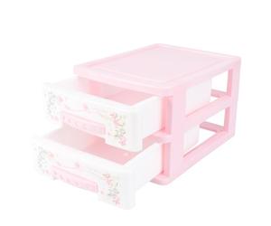 PAMINGONO Practical Pink Two-layer Drawer Type Storage Container for Cosmetics and Nail Polish, Made of Sturdy Pp Material with Scratch and Wear Resistance, for Desktop and Dressing Table