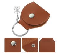 PAMINGONO PU Guitar Pick Holder Keychain Compact Lightweight Pick Carry Bag for Guitarists Music Teachers and Beginners Reusable Brown PU with Silver Wrench Attachment