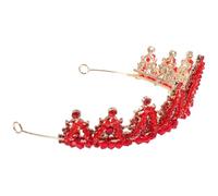 PAMINGONO Red Crystal Bridal Tiara Crown Wedding Headwear Prop Decorative Girl Bride Headdress Accessory