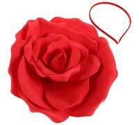PAMINGONO Red Large Floral Headband for Brides and Flower, Big Rose Garland Hair Accessory for Weddings, Maternity Photoshoots, and Party Headwear