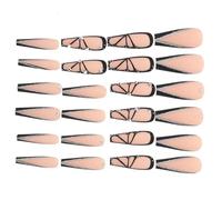 PAMINGONO Reusable Black French Tip Press Nails for Women Gothic False Nail Wraps with Punk Decorations for Halloween and Special Occasions