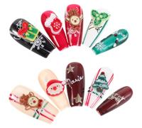 PAMINGONO Reusable Christmas Press Nails with Full Cover Santa Snowflake Christmas Tree Designs Detachable Red and White Fake Nail Tips for Women Square and Round Shapes for Festive Holiday