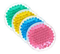 PAMINGONO Reusable Gel Ice Packs for Eyes and Face, 4-Pack Compact Round Cold Compress Pads with Beads, Hot and Cold Therapy for Injury Relief and Fatigue, Portable Set in Blue, Green, Pink, Yellow