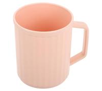 PAMINGONO Reusable Plastic Toothbrush Cup with Handle, Large Capacity Vertical Ribbed Design, Unbreakable Pp Material, for Travel and Home Bathroom Use