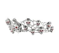 PAMINGONO Rhinestone Skull Crown Gothic Tiara Lightweight Alloy Headpiece with Red Crystals for Women Halloween Party Cosplay Retro Baroque Hair Accessory