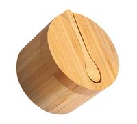 PAMINGONO Rotating Magnetic Lid Salt Box Wooden Spice Storage Jar Kitchen Seasoning Canister Condiment Container Compact