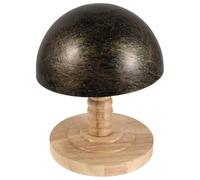 PAMINGONO Rustic Bronze Hat Display Stand with Wooden Base Freestanding Wood Hat Rack Tabletop Organizer for Baseball Caps Wigs Vintage Style for Home and Boutique