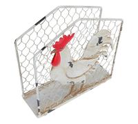 PAMINGONO Rustic Rooster Napkin Holder Iron Tissue Dispenser for Kitchen Dining Table Country Style Farmhouse Paper Towel Stand with Wire Mesh Base Vintage French Country Decor for Home Bar