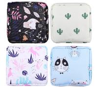 PAMINGONO Sanitary Napkin Organizer Bags for Privacy Nylon 4 Pcs Portable with Smooth Zipper Design for Travel and Work Use by Women and Teen Ladies