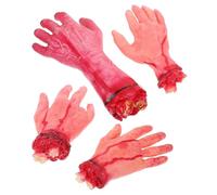 PAMINGONO Scary Broken Hand Prank Props Halloween 4pcs Human Parts Set Silicone Lightweight Performance Prop for Ghost House Party Horror Design