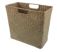 PAMINGONO Seagrass Woven Basket with Dual Handles, Multi-functional Rectangle Storage Bin Featuring Elegant Boho Woven Design, Resists Daily Wear, for Living Rooms and Study Organisation