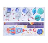PAMINGONO Self-Adhesive Height Measuring Sticker PVC Wall Decal with Astronaut Design Growth Chart for Decoration Removable and Space Wall Measure Sticker
