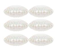 PAMINGONO Set of 6 White Plastic Seashell Candy Boxes with Pearl Finish, Portable and Versatile Seashell Jewelry Holder and Trinket Container for Special Occasions and Halloween