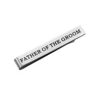 PAMINGONO Silver Titanium Steel Father Tie Clip for Wedding Party, Engraved Text Design, Lightweight and Scratch-resistant, Gift for Father the Groom or Bride