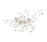 PAMINGONO Silver Wedding Hair Clip Crystal Barrette with Rhinestone Leaves and Flower Design, Sturdy Zinc Alloy Hair Accessory to Keep Bangs off Face for Wedding and Daily Dressing