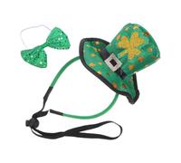 PAMINGONO St Patrick’s Day Headband and Bowtie Set - Shamrock Hair Hoop with Mini Irish Clover Hat - Festival Costume Accessories for Women Tea Party and St Patties Celebration
