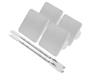 PAMINGONO Stainless Steel Cosmetic Mixing Plate with Spatula for Manicure Pigments, Hard to Break or Deform, for Personal Traveling and Shows, Silver Makeup Palette