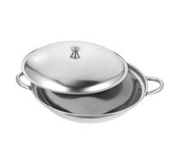 PAMINGONO Stainless Steel Wok with Lid Double Handle Hot Pot Cooking Pan Metal Fry Pan Grill Asian Fry Wok Noodle Pot Large Non Stick
