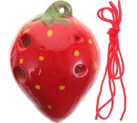 PAMINGONO Strawberry-shaped 6-hole Ceramic Ocarina for Beginners, Portable ’s Wind Instrument, Creative Red Fruit Design Musical for Student Practice