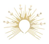 PAMINGONO Sunburst Goddess Radiant Crown Headband Star Moon Sun Costume Headpiece Golden for Women Halloween Party