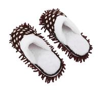 PAMINGONO Thick Chenille Mop Slippers for Floor Cleaning, Detachable Washable Dusting Shoes for Women, Large Size Coffee Polka Dot Mopping Footwear for Hardwood and Tile Maintenance