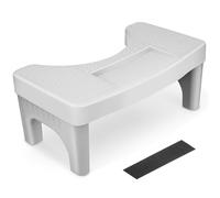 PAMINGONO Toilet Stool for Adults Plastic Squatting Foot Stool with Non-Slip Pad Grey for Improved Toilet Posture and Colon Health