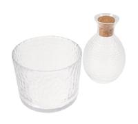 PAMINGONO Transparent Hammered Glass Japanese Sake Flagon with Stopper and Decanter Elegant Dual-use Sake Accessories for Warm Iced Wine and Various Occasions