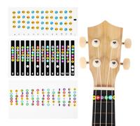 PAMINGONO Ukulele Note Stickers Color Coded Fretboard Decals for Beginners Self-adhesive Removable Guitar Chord Practice Tool Easy Peel Finger Guide
