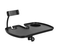 PAMINGONO Universal Black Abs Microphone Stand with Easy Installation and Convenient Accessory Features, Includes Mic Stand Tray and Drink Holder, for Giving a Speech or Recording Sessions