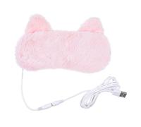 PAMINGONO USB Heated Eye Patch Hot Compress Eye Mask Fatigue Flannel Pp Material Pink Colour for Sleep and Traveling Comfortable 3D Cartoon Shading Design