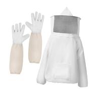 PAMINGONO Ventilated Beekeeper Suit with Zippered Veil Hood and Elastic Cuff Gloves Fit Protective Bee Keeping Jacket and Gloves for Men and Women