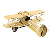 PAMINGONO Vintage Metal Airplane Model Decor, Mid-sized Iron Fighter Jet Sculpture with Gold Plating, Retro Aircraft Ornament for Home and Office Desk Display