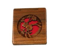 PAMINGONO Vintage Wooden Makeup Mirror Double Side with Surface and Folding Stand Coffee Colour Compact Portable for Dressing Table and Travel Use