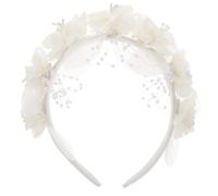 PAMINGONO White Flower Headband for Bride Elegant Wedding Hair Accessory Women Hair Ornament Small Blooms for Bridal Party Guest Attire