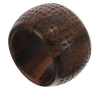 PAMINGONO Wooden Finger Ring Fashion Ring Buddhist Texts for Men Secure Fit Won't Hurt Fingers