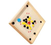 PAMINGONO Wooden Indoor Board Game Set with Smooth Flat Surface and Portable Design, Includes Coins and Striker, for Educational Play and Family Entertainment