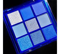 paminify Duraci Blue 9 Colors Pigment Pressed Glitter Corpse Bride Eyeshadow Palette Waterproof Metallic Palette Silver Matte Shimmer Makeup Long Powder